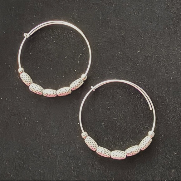 Alex and Ani Jewelry - Silver Beaded Hoop Earrings - Women Jewelry